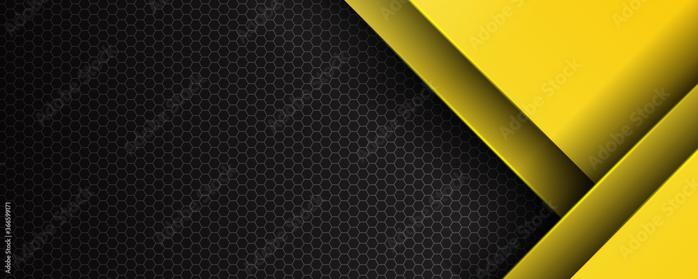 Futuristic perforated technology abstract background with yellow neon ...