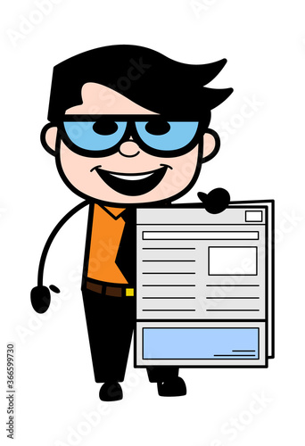 Cartoon Businessman holding a newspaper