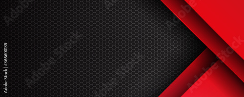 High contrast red and black glossy stripes. Abstract tech graphic banner design. Vector corporate background