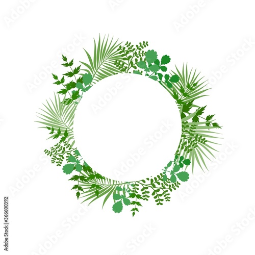 Floral round wreath, herb crown. With twigs, sprigs, branches, berries and blades of grass.