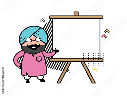 Cartoon Cute Sardar with slide board
