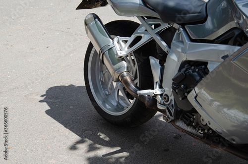 Close up of a high power chopper bike