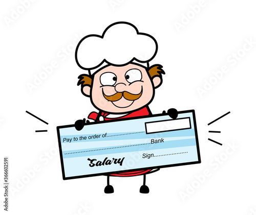 Cartoon Businessman holding paycheck
