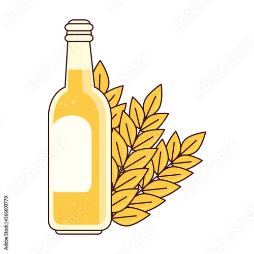 bottle of beer with spike on white background