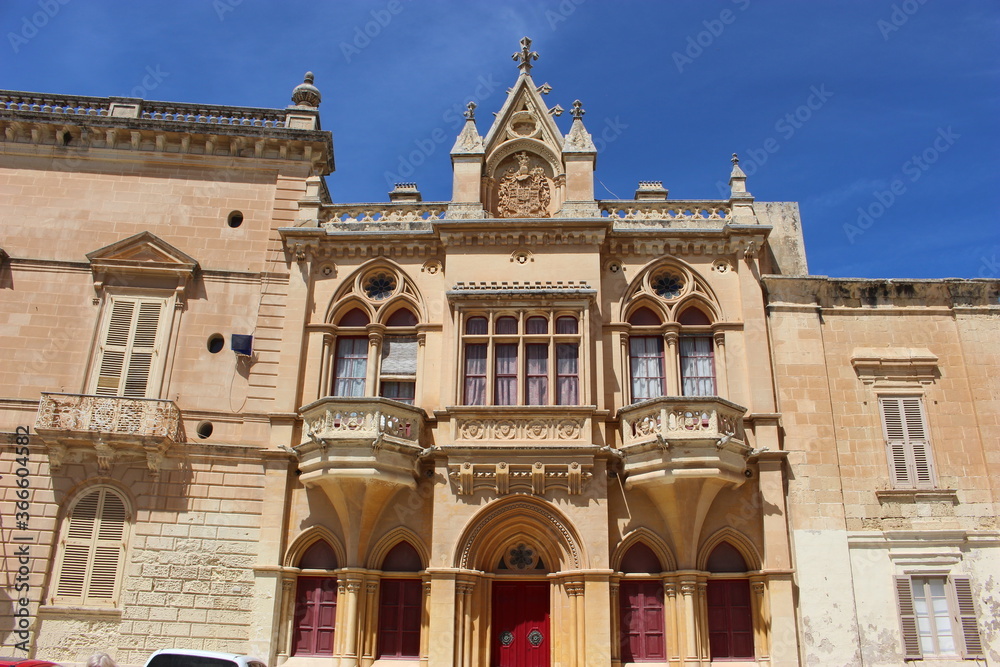 Architecture gothique place Saint-Paul à Mdina (Rabat, Malte) 1