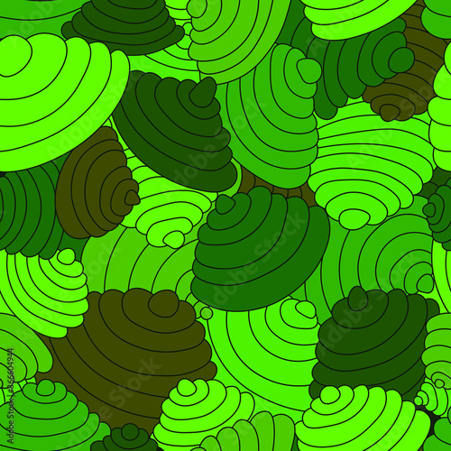 seamless vector pattern with green striped pyramidal rounded elements