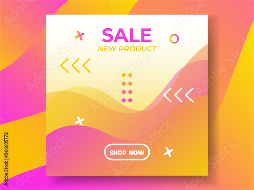 Trendy editable template for social networks stories and posts  vector illustration. Design backgrounds for social media. Gradient color social media post  banner sale. Background abstract geometric.