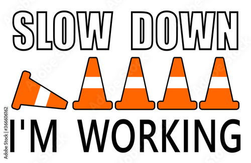 Road work construction cones zone