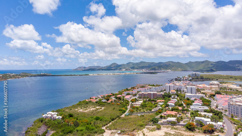 Aerial view of he Caribbean island of st.maarten/st.martin