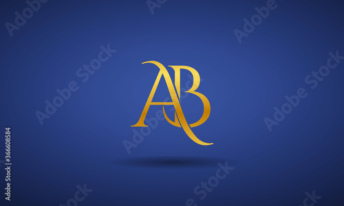  AB Logo Initial letter Curvy Design Template Vector