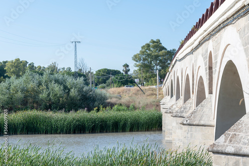 Viejo puente de  Cartuja, localizado sobre el rio Guadalete, en jerez de la Fron Fototapet