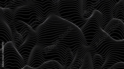 Wallpaper Mural Trendy ultra thin striped loop animation with wave distortion lines. Abstract noise landscape. Procedural ripple background. 4k UHD. Torontodigital.ca