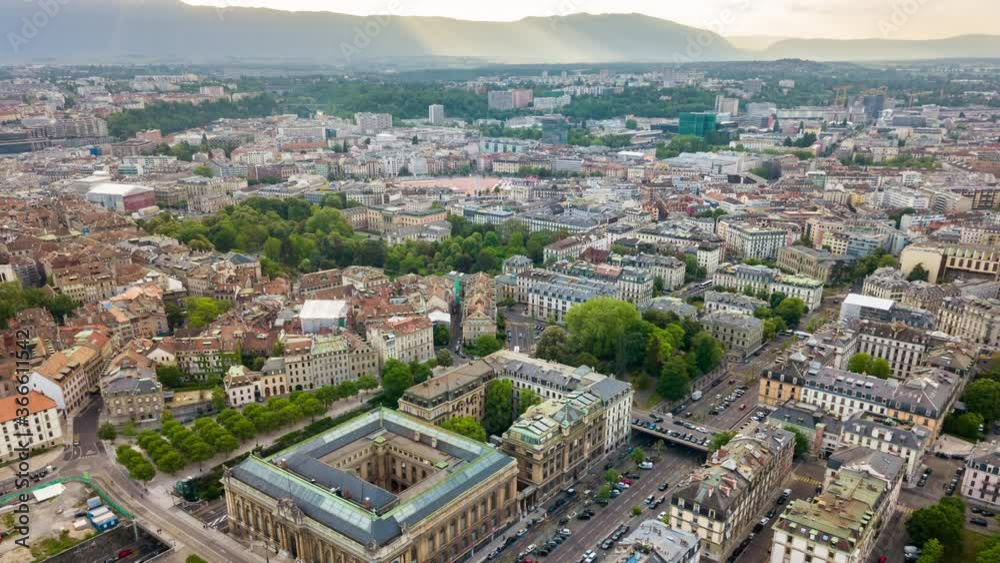 geneva city cityscape aerial panoramic 4k timelapse switzerland geneva city cityscape aerial panoramic 4k timelapse switzerland