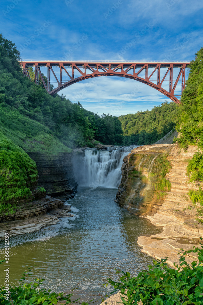 Upper Falls Arched Bridge At Letchworth State Pa