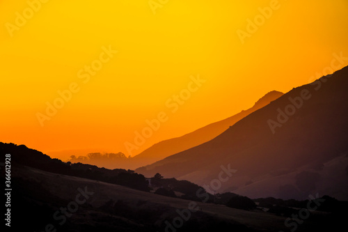 Overlaying Mountains at Sunset  Layers