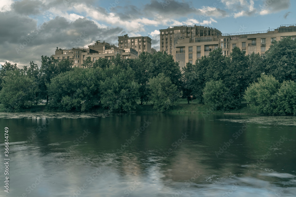 Expensive modern residential complex on the shore of a reservoir Expensive modern residential complex on the shore of a reservoir
