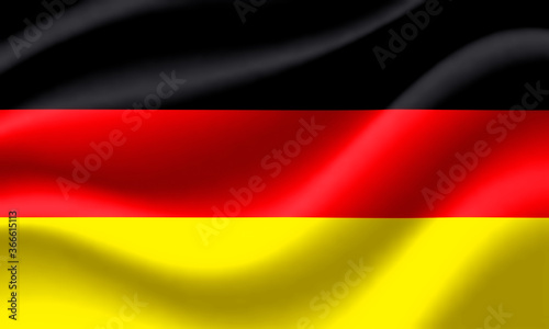 Flag of Germany waving in the wind. Render 3D.
