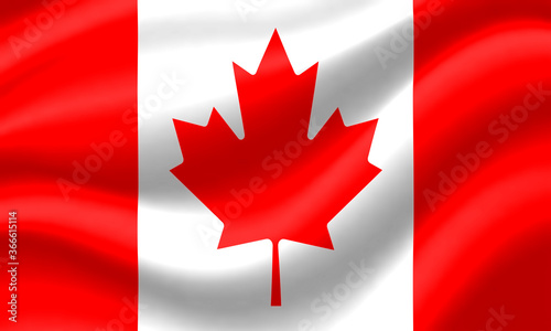Flag of Canada waving in the wind. Render 3D.