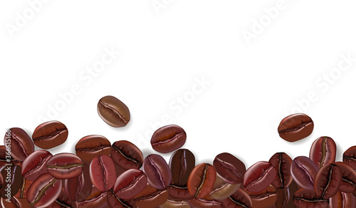 Vector coffee beans background collection with white area for copy space.