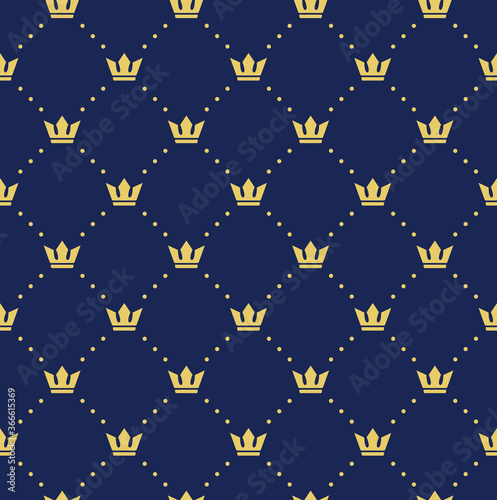 Vector seamless retro pattern, with crowns. Can be used for wallpaper, pattern fills, web page background, surface textures