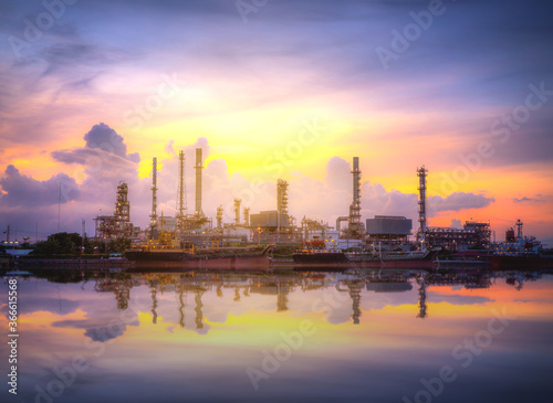 View of Refinery industry zone with beauty of the water reflection