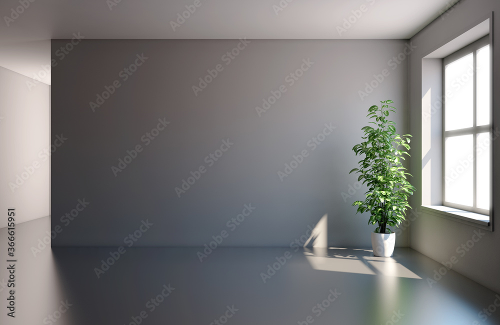 Large luxury modern minimal bright interiors room mockup illustration 3D rendering - obrazy, fototapety, plakaty 