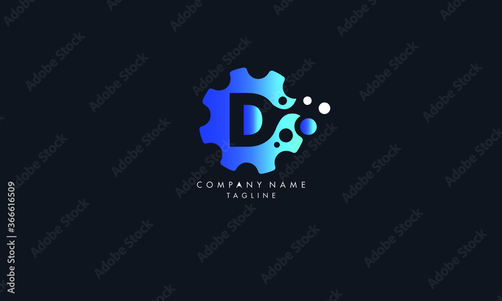 Unique abstract modern gear Velg D Letter Logo for automotive and technology vector template