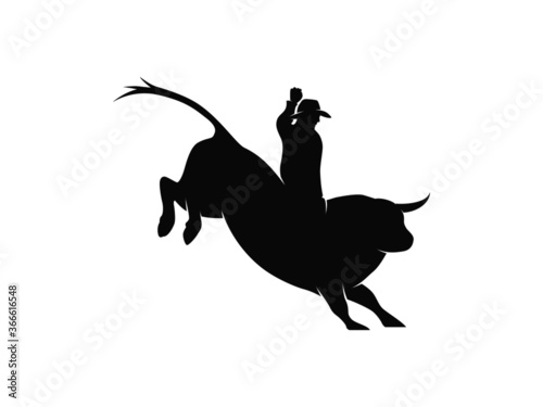 Bull Silhouette on White Background. Isolated Vector Animal