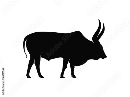 Bull Silhouette on White Background. Isolated Vector Animal © Abdul