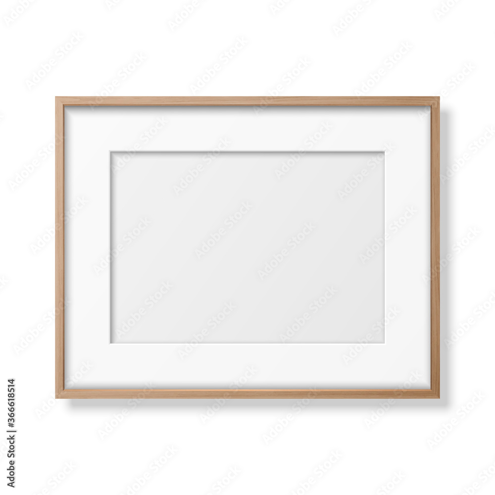Vector 3d Realistic Horizontal Brown Wooden Simple Modern Frame Icon Closeup Isolated on White Background. It can be used for presentations. Design Template for Mockup, Front View Vector 3d Realistic Horizontal Brown Wooden Simple Modern Frame Icon Closeup Isolated on White Background. It can be used for presentations. Design Template for Mockup, Front View
