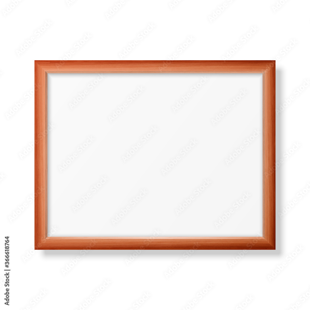 Vector 3d Realistic Horizontal Brown Wooden Simple Modern Frame Icon Closeup Isolated on White Background. It can be used for presentations. Design Template for Mockup, Front View Vector 3d Realistic Horizontal Brown Wooden Simple Modern Frame Icon Closeup Isolated on White Background. It can be used for presentations. Design Template for Mockup, Front View
