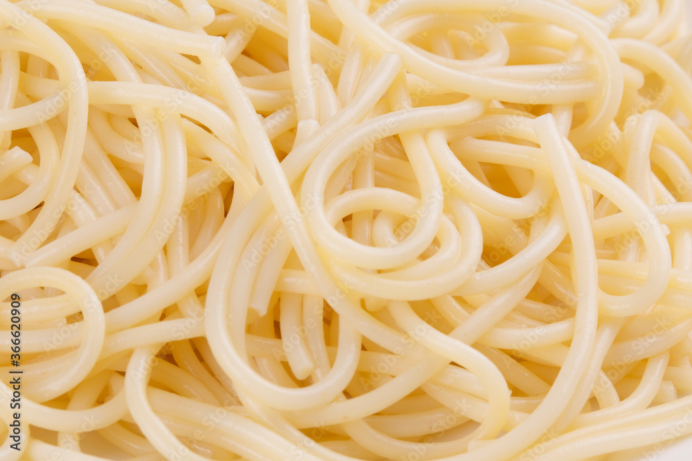 Plate full of cooked spaghetti with copy space Plate full of cooked spaghetti with copy space
