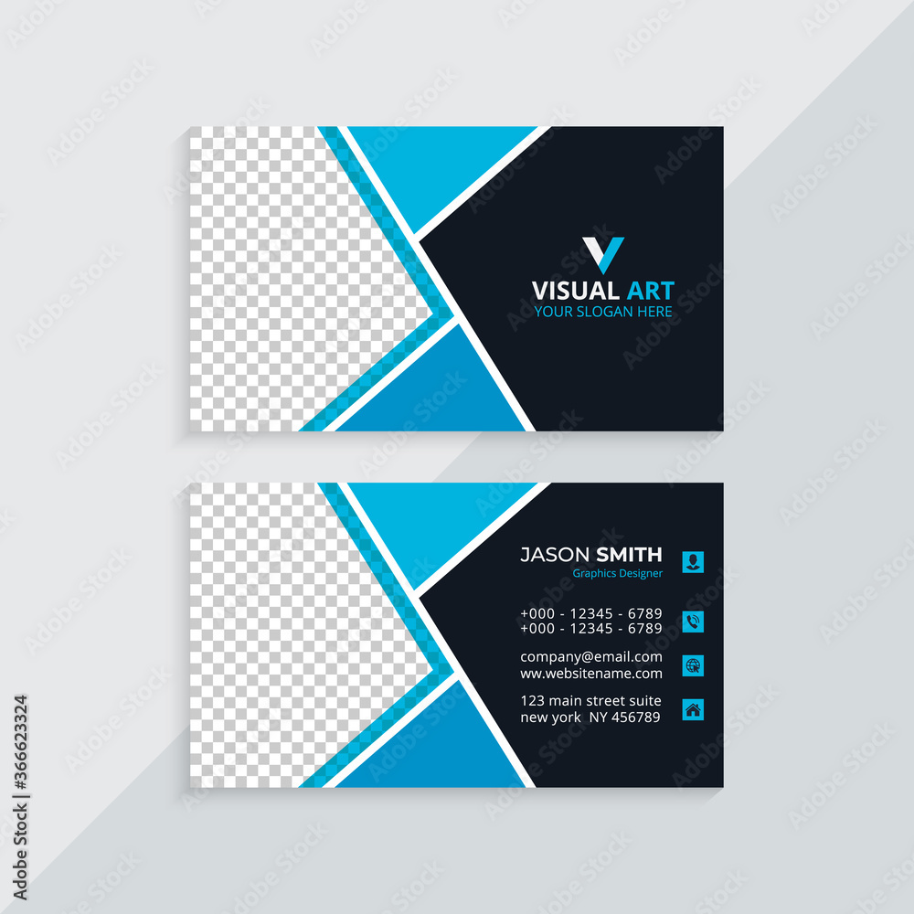 Naklejka premium Corporate Business Card, Elegant Blue Business Card