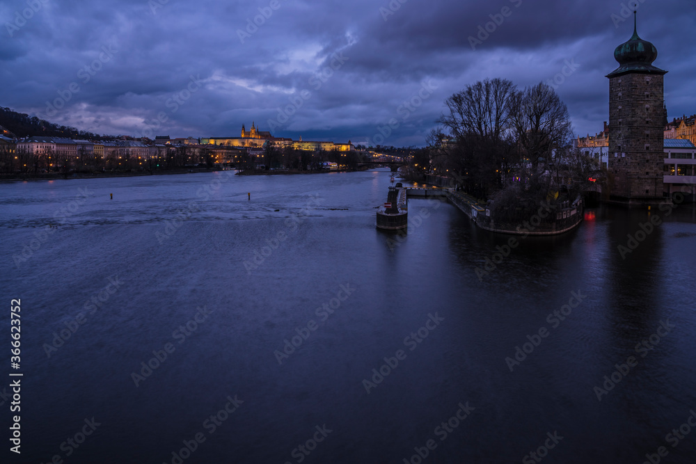 View of the river Vltava in the City of Prague.