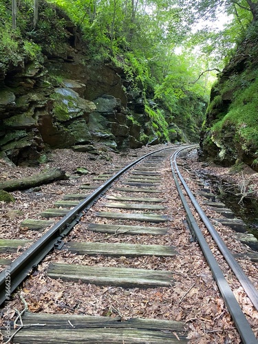 Railroad journey through the rocks