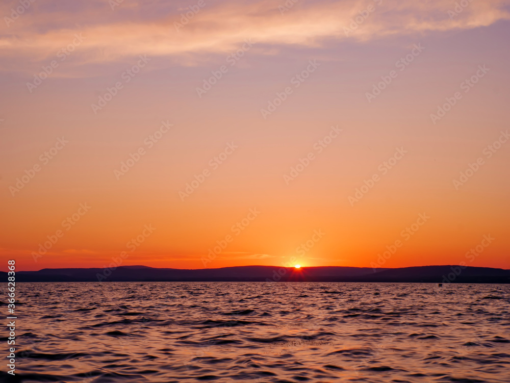 View on the Balaton Lake during sunset