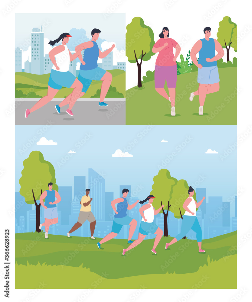 set scenes, people running outdoor, young people in sportswear jogging in park set scenes, people running outdoor, young people in sportswear jogging in park