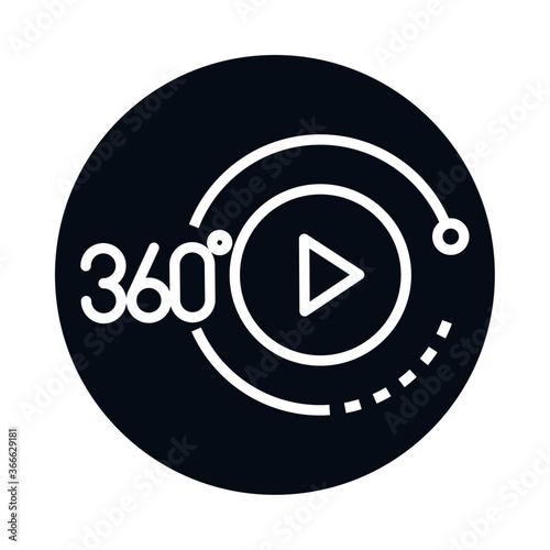 360 degree view virtual tour button block and line style icon design