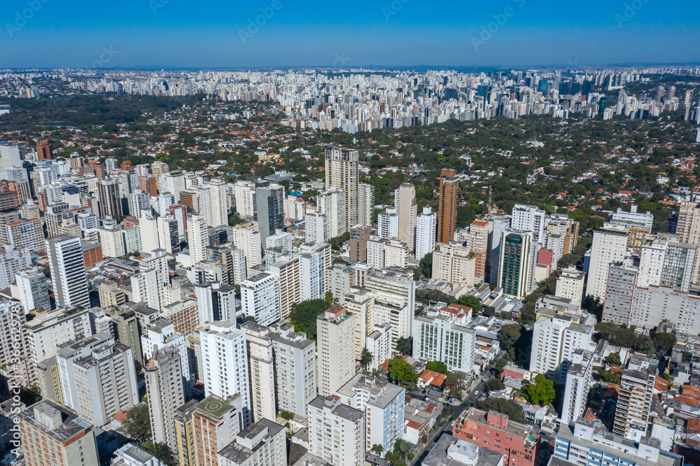 Fototapeta premium Aerial view of Sao Paulo, Brazil. Important avenue. Avenue Rebouças.
