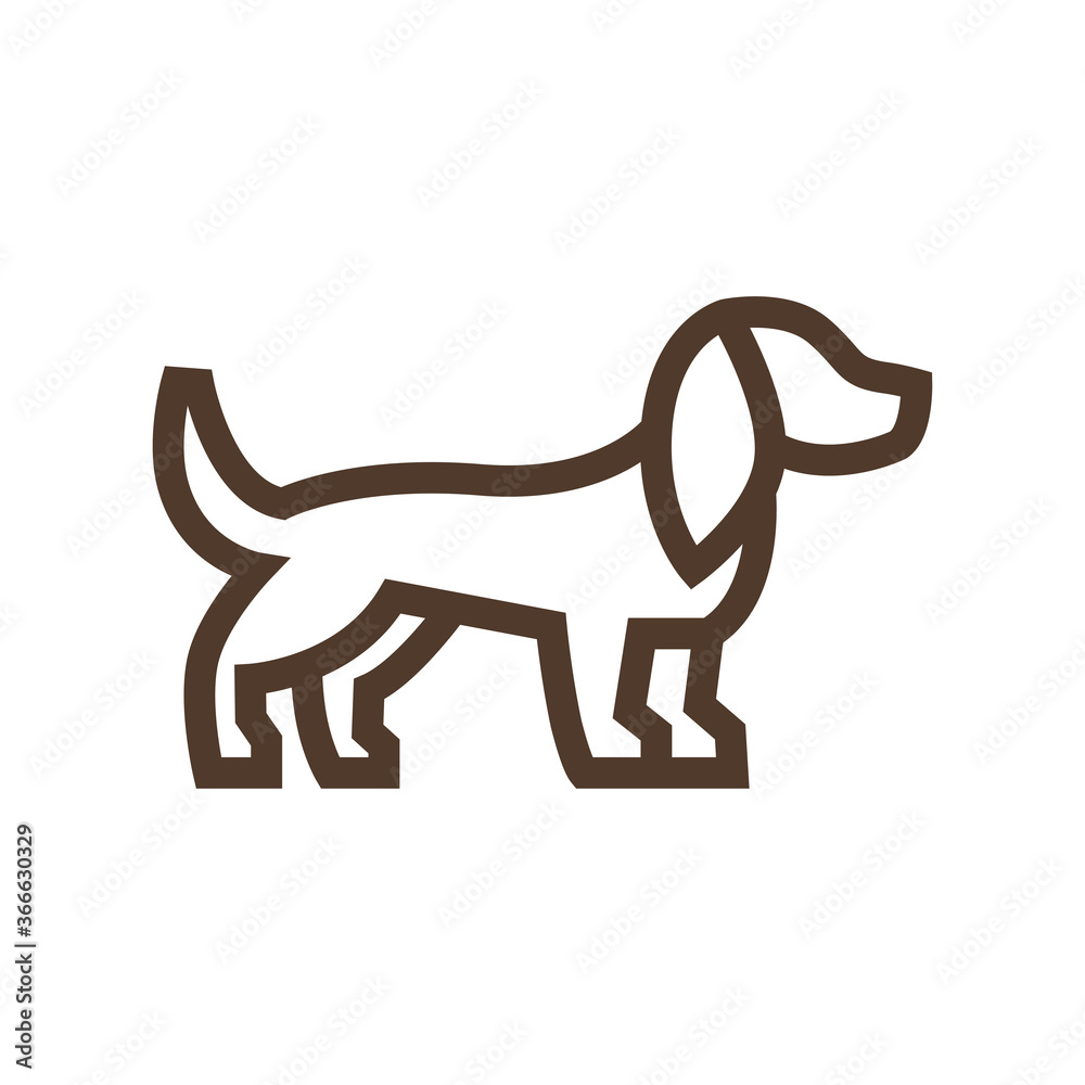 Simple linear icon with dachshund dog Simple linear icon with dachshund dog