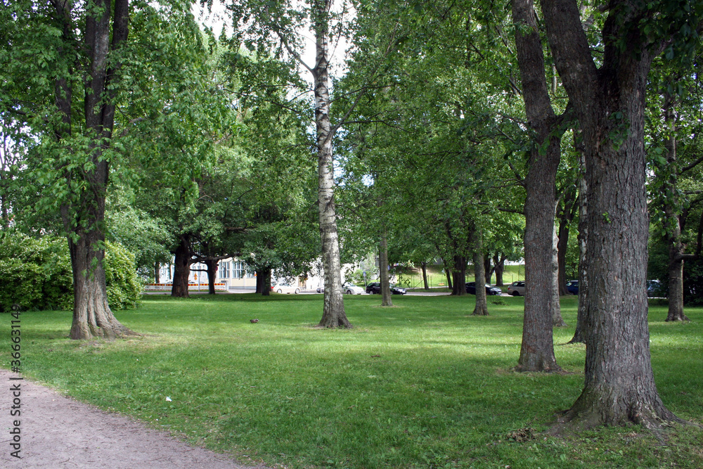 Obraz premium Walking in a Park in Helsinki, Finland