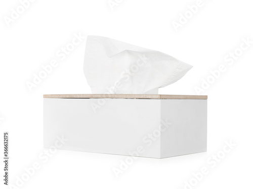 Holder with paper tissues isolated on white