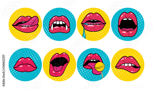 Red comic Mouth set