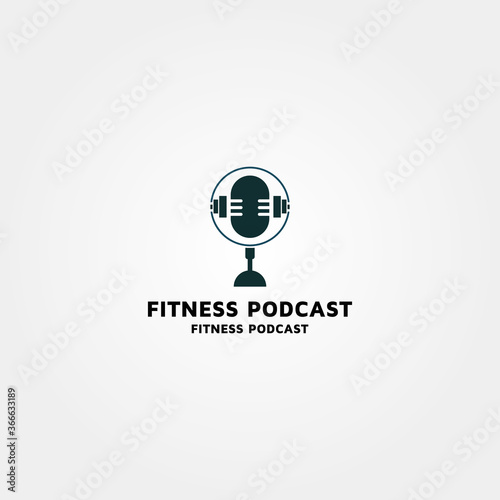 Fitness Podcast Vector logo design template
