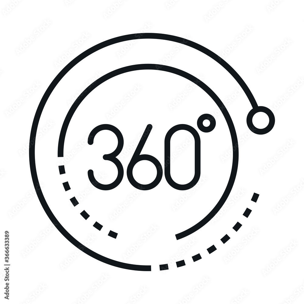 360 degree view virtual tour linear style icon design
