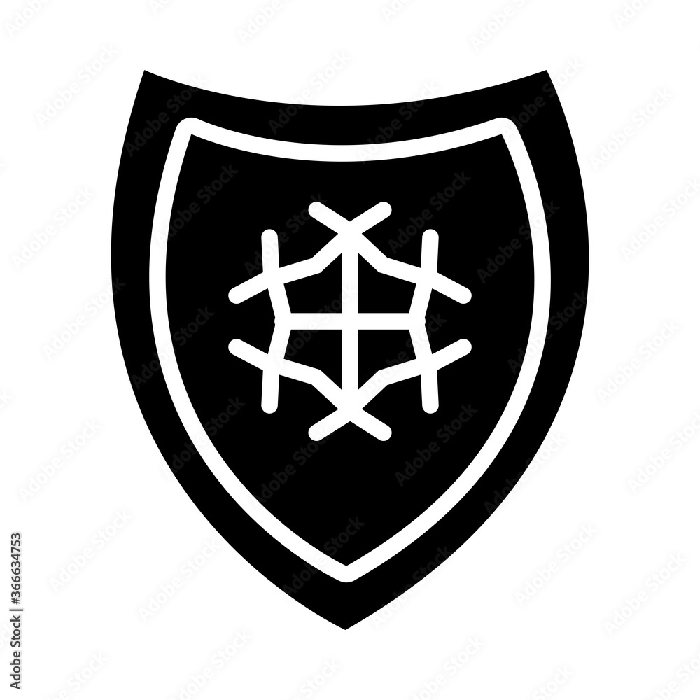 shield with snowflake icon, half line half color style shield with snowflake icon, half line half color style