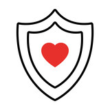 shield with heart icon, half line half color style