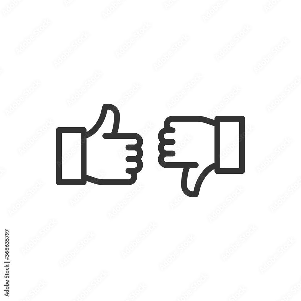 Thumbs up and thumbs down icon, vector illustration. Flat design style Thumbs up and thumbs down icon, vector illustration. Flat design style