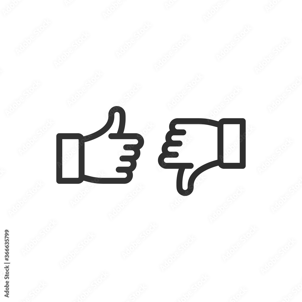 Thumbs up and thumbs down. Flat design style Thumbs up and thumbs down. Flat design style