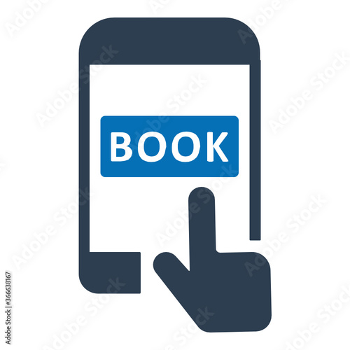 Online hotel booking icon.